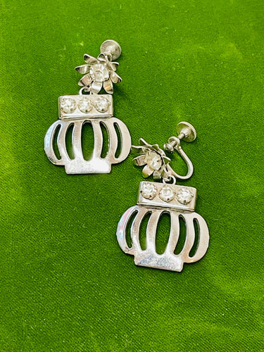 Silver and Rhinestone Bracelet and Earrings set Devil's Details